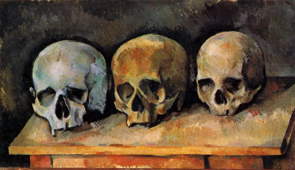 The Three Skulls in Detail Paul Cezanne